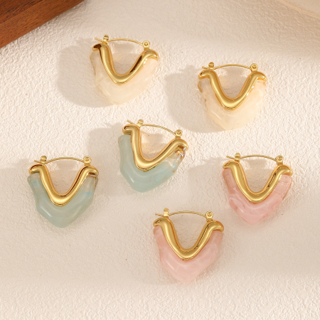 1 paire de boucles d'oreilles créoles romantiques en forme de cœur
