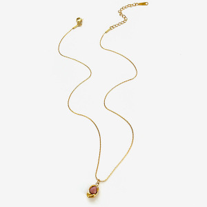 Collier Pendentif En Acier Inoxydable Étanche Couleur Or Avec Pierre Naturelle (1 Pièce) h5 