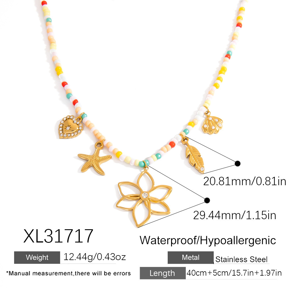 Collier De Perles À Breloques En Forme De Fleur, 1 Pièce Image2