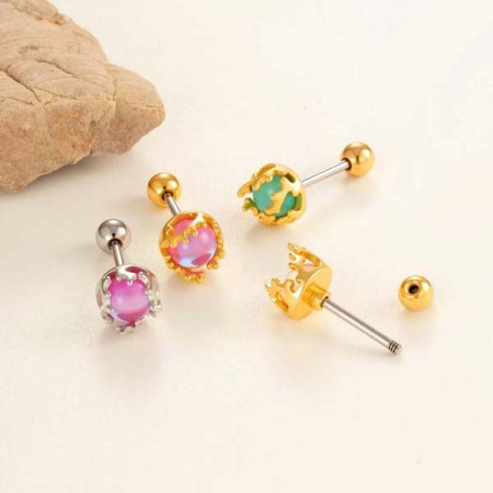 Boucles d'oreilles piercing colorées en cuivre doré pour femme, 1 pièce 2