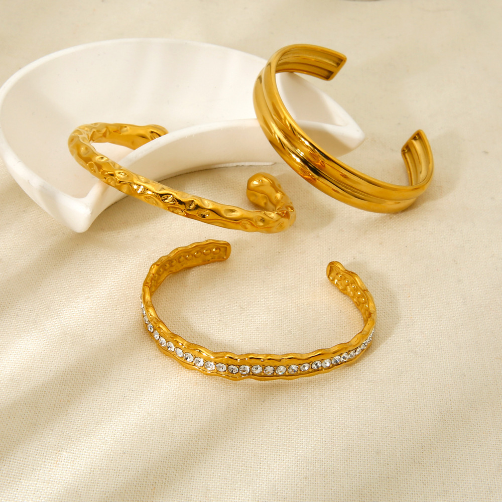 Bracelet Pour Femme Léger, Luxueux Et Élégant En Acier Inoxydable Doré, Étanche Image3