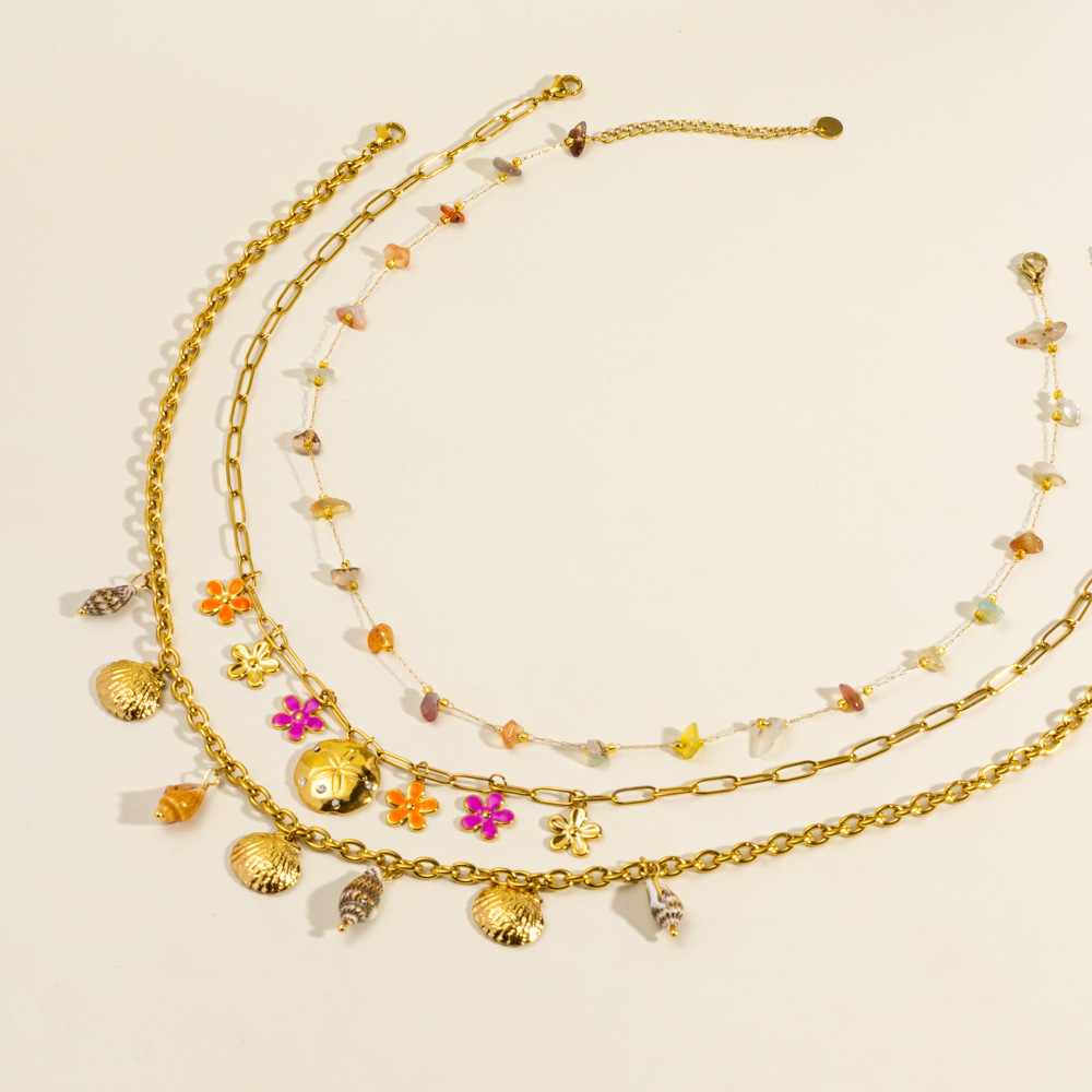 Colliers Élégants Avec Pendentif En Forme De Fleur En Acier Inoxydable Couleur Or Pour Femme Image4