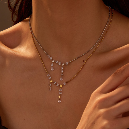 Colliers à maillons pour femmes, en acier inoxydable, imperméables, avec motif étoile douce et simple