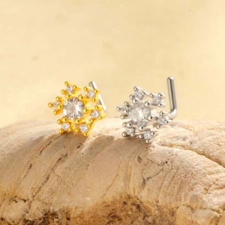 1 piercing de nez flocon de neige en cuivre doré et zircon pour femme