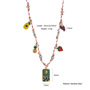 Collier Pendentif Femme Luxueux En Acier Inoxydable Couleur Or, Motif Tarot, 1 Pièce h5 