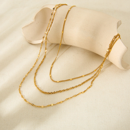 Colliers superposés pour femmes, en acier inoxydable imperméable, collection Simple Series Daily Chain