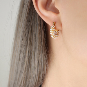 Boucles D'Oreilles Puces Élégantes En Acier Inoxydable Imperméable Pour Femmes, Collection Luxueuse h5 Image2