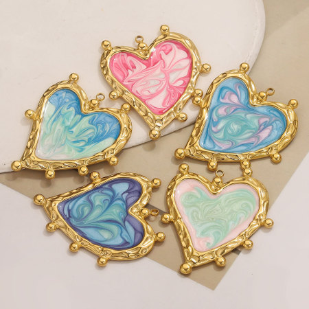 Pendentif cœur en acier inoxydable étanche pour femme, collection romantique (1 pièce)