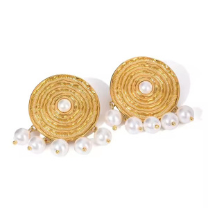 Boucles D'Oreilles Pendantes Pour Femmes, Style Rétro, À Pompons, En Acier Inoxydable Étanche, Collection Luxious. h5 Image5