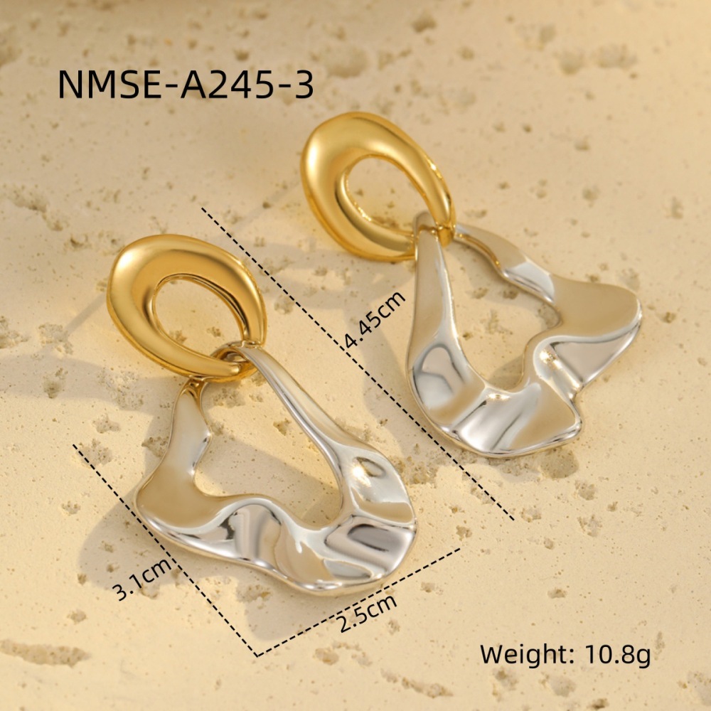 Boucles D'Oreilles Pendantes Élégantes Géométriques En Acier Inoxydable Étanche Couleur Or Pour Femmes 