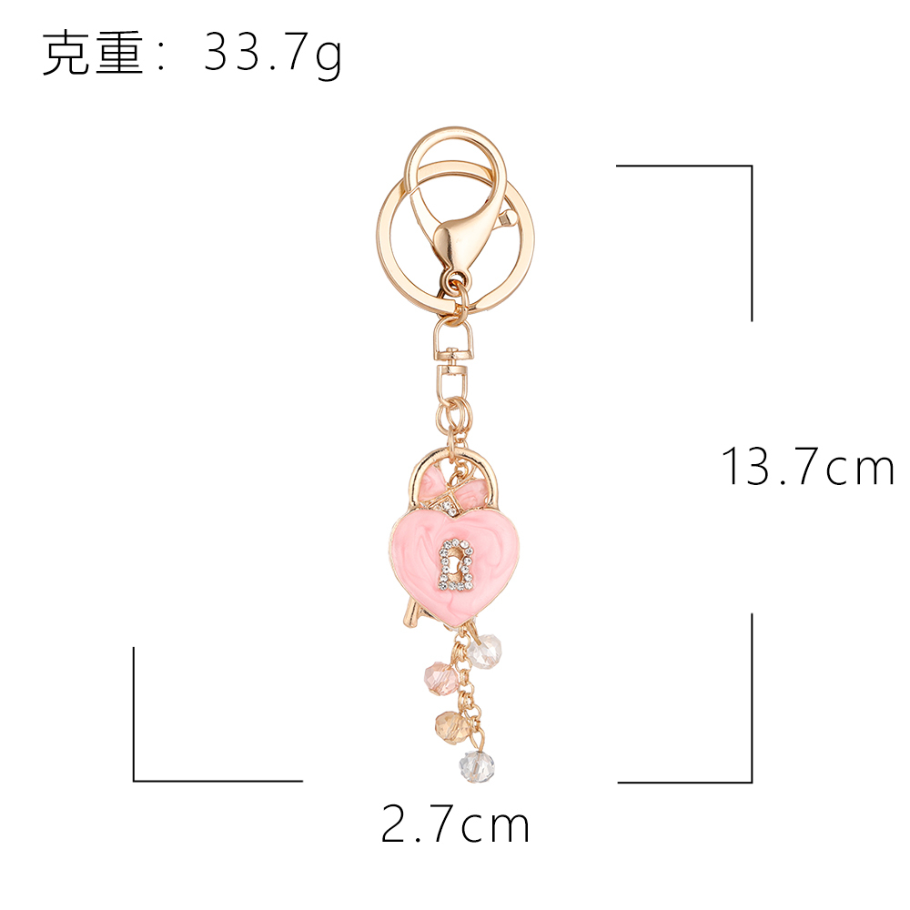 Porte-Clés Romantique En Alliage Et Strass En Forme De Cœur Avec Cœur - Série Romantique Image2