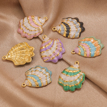 Pendentif femme sophistiqué en acier inoxydable, étanche, couleur or (1 pièce) 2