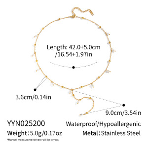 Collier De Perles En Acier Inoxydable Étanche Couleur Or (1 Pièce) h5