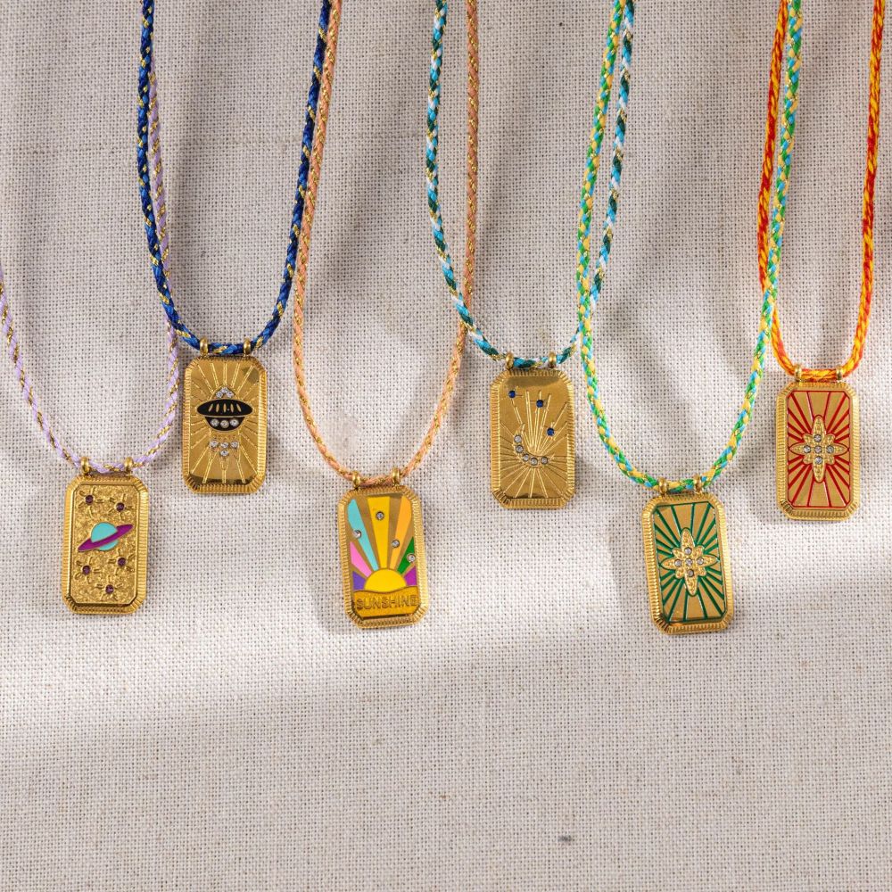Collier Pendentif Rétro Tarot En Acier Inoxydable Étanche Couleur Or (1 Pièce) Image3