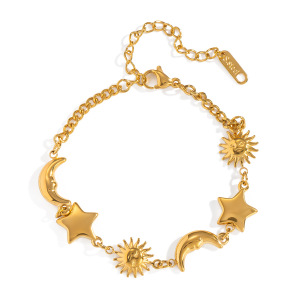 Bracelet À Breloques En Acier Inoxydable Doré, Couleur Lune (1 Pièce) h5 Image5