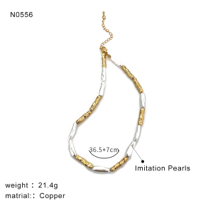 Collier De Perles Couleur Cuivre Et Or 1 Pièce h5 Image2