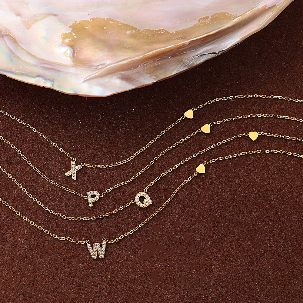 Collier Pendentif Lettre En Acier Inoxydable Étanche Couleur Or Image3