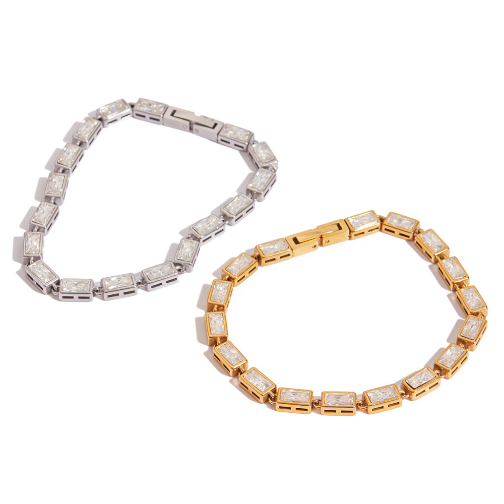 Bracelet Chaîne Femme En Acier Inoxydable Doré, Étanche, Motif Géométrique Sexy, Collection Luxueuse (1 Pièce). h5Image9