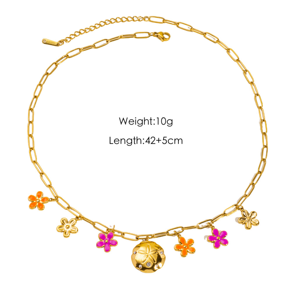 Colliers Élégants Avec Pendentif En Forme De Fleur En Acier Inoxydable Couleur Or Pour Femme 