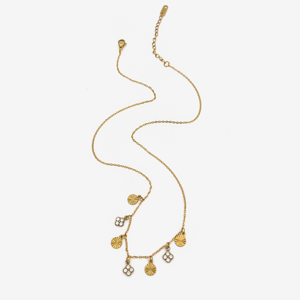 Collier Pendentif Croix En Acier Inoxydable Étanche Couleur Or (1 Pièce) 
