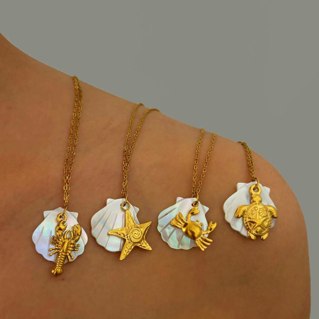 Collier pendentif étanche en acier inoxydable couleur or (1 pièce)
