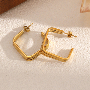 1 Paire De Boucles D'Oreilles À Clous En Acier Inoxydable Étanche Couleur Or h5 Image2