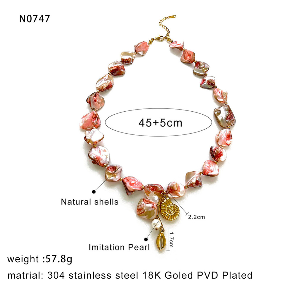 Collier Étanche En Acier Inoxydable Et Coquillage (1 Pièce) 