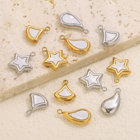 Pendentif femme étanche en acier inoxydable, motif coquillage étoile (1 pièce)