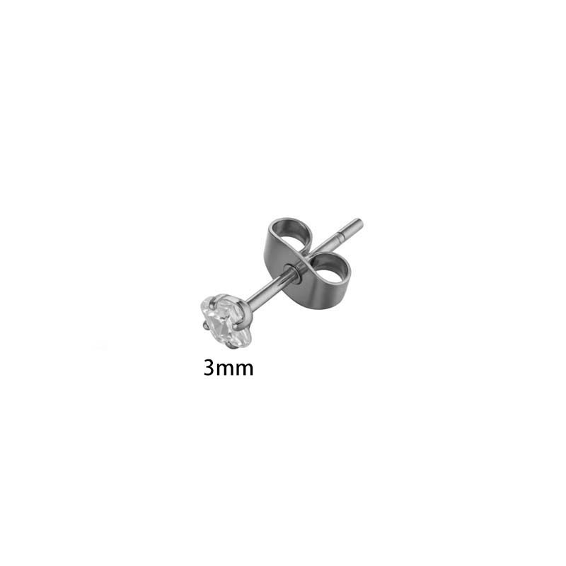 Boucle D'Oreille Piercing Simple En Acier Inoxydable Étanche Couleur Or Avec Zircon (1 Pièce) Image2