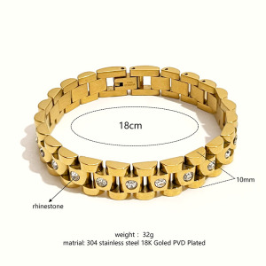 Bracelet Classique En Acier Inoxydable Étanche Couleur Or (1 Pièce) h5