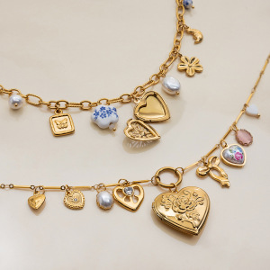 Album Photo Sophistiqué En Forme De Cœur, 1 Pièce, En Acier Inoxydable Étanche, Couleur Or, Collier Pendentif Pour Femme h5 Image5