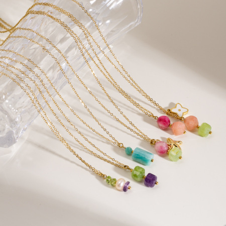 Colliers pendentifs élégants en acier inoxydable pour femmes, série simple