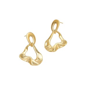 Boucles D'Oreilles Pendantes Élégantes Géométriques En Acier Inoxydable Étanche Couleur Or Pour Femmes h5 Image5