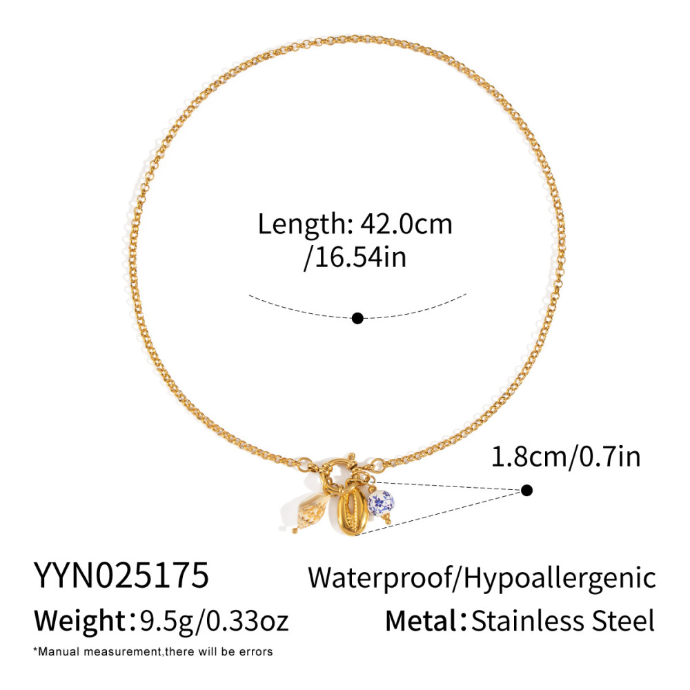 Collier Pendentif En Acier Inoxydable Doré, Étanche, Avec Breloque Coquillage 