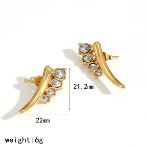Boucles D'Oreilles Puces Pour Femme, Style Géométrique Simple, En Acier Inoxydable Étanche (1 Paire) h5 