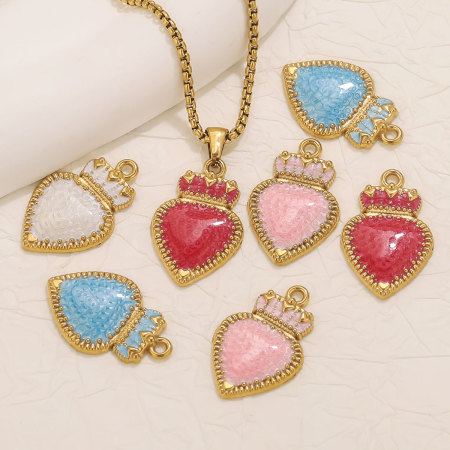 Pendentif femme étanche en acier inoxydable, forme couronne et cœur, à faire soi-même (1 pièce) 2