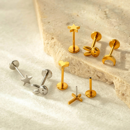 Boucles d'oreilles piercing femme Daily Heart en acier inoxydable étanche couleur or (1 pièce) 2