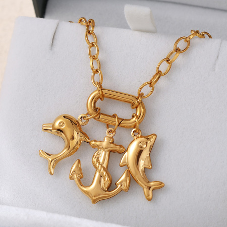 Pendentif DIY étanche en acier inoxydable couleur or (1 pièce) 2
