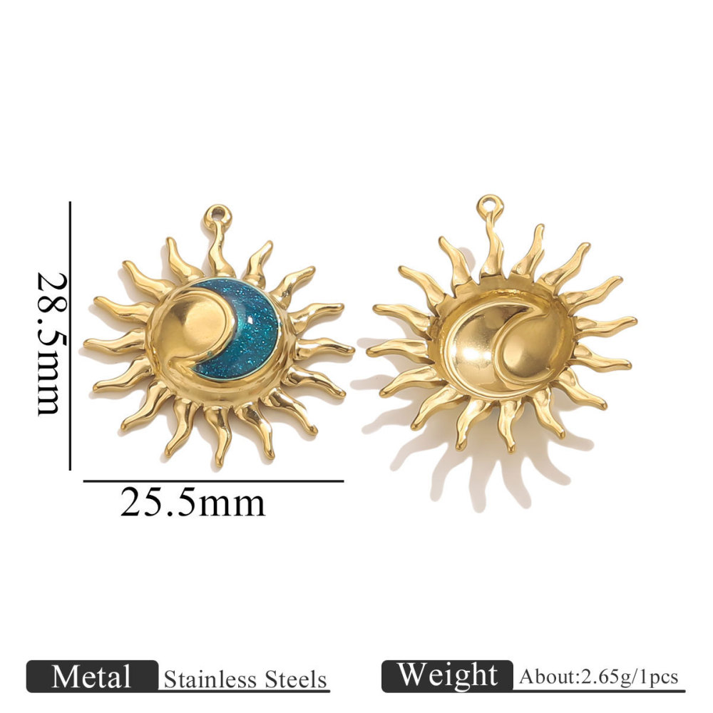 Pendentif Classique Diy Pour Femme, En Acier Inoxydable Étanche, Couleur Or, Motif Soleil (1 Pièce) 