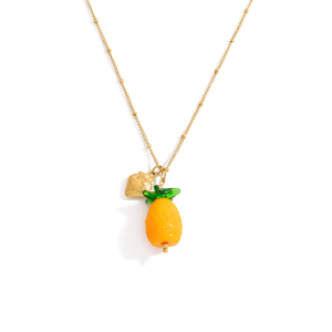 Collier Pendentif En Acier Inoxydable Doré, Étanche, En Forme De Fruit (1 Pièce) h5