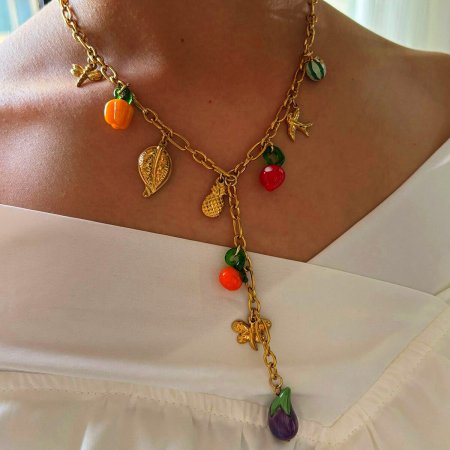 Collier pendentif en acier inoxydable doré, étanche, avec un joli fruit 2