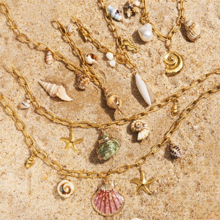 Collier pendentif coquillage couleur or en acier inoxydable étanche (1 pièce) 2