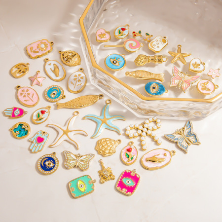 Pendentifs à faire soi-même en acier inoxydable étanche couleur or Oceanic