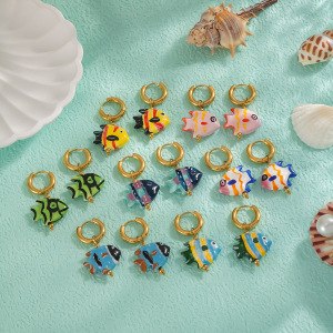 1 Paire De Boucles D'Oreilles Pendantes En Forme De Poisson Mignon h5 Image3