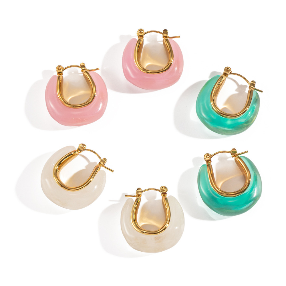 1 Paire De Boucles D'Oreilles Créoles Simples En Forme De U Image4
