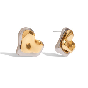 Boucles D'Oreilles Puces Pour Femme, Modèle Sweet Heart, En Acier Inoxydable Étanche, Couleur Or (1 Paire) h5