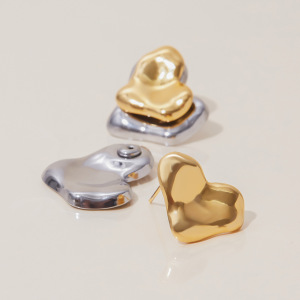 Boucles D'Oreilles Puces Pour Femme, Modèle Sweet Heart, En Acier Inoxydable Étanche, Couleur Or (1 Paire) h5 Image5
