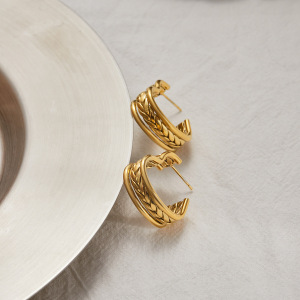 1 Paire De Boucles D'Oreilles Créoles Romantiques En Forme De Cœur, En Acier Inoxydable Étanche, Couleur Or, Pour Femme h5 Image6