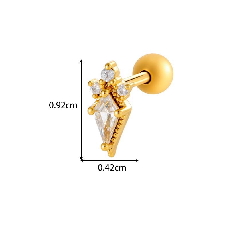 Boucles D'Oreilles Pendantes Pour Femme, 1 Pièce, Motif Géométrique Brillant, Couleur Cuivre Or Et Zircone Image2