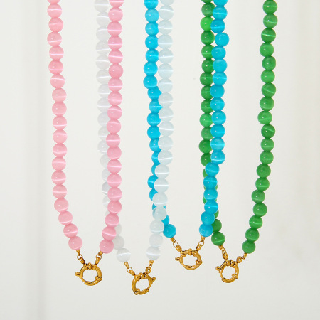 Colliers de perles géométriques en verre doré pour femmes, série Simple Daily